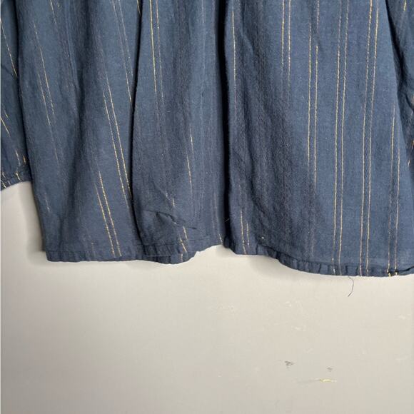 Maeve Navy Blue Blouse With Copper Metallic Stripes Size XS - Picture 2 of 7